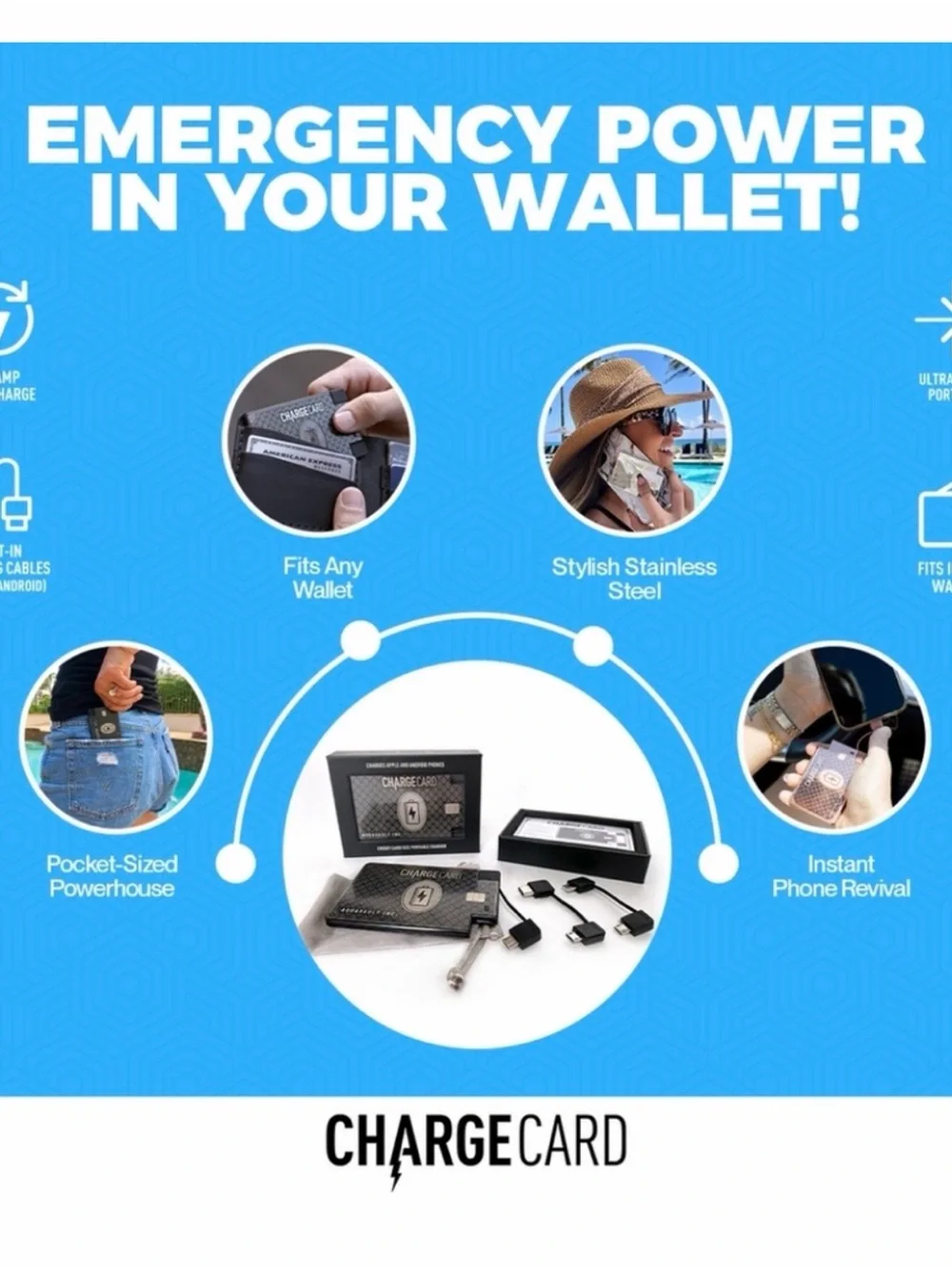 Aquavault Inc ChargeCard Wireless Magnetic Portable Charger NIB